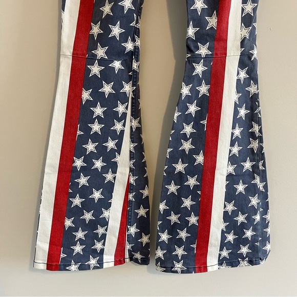 Free People Women’s Penny Pull On Jeans Stars and Stripes size 26 Flare Rodeo - Picture 11 of 14